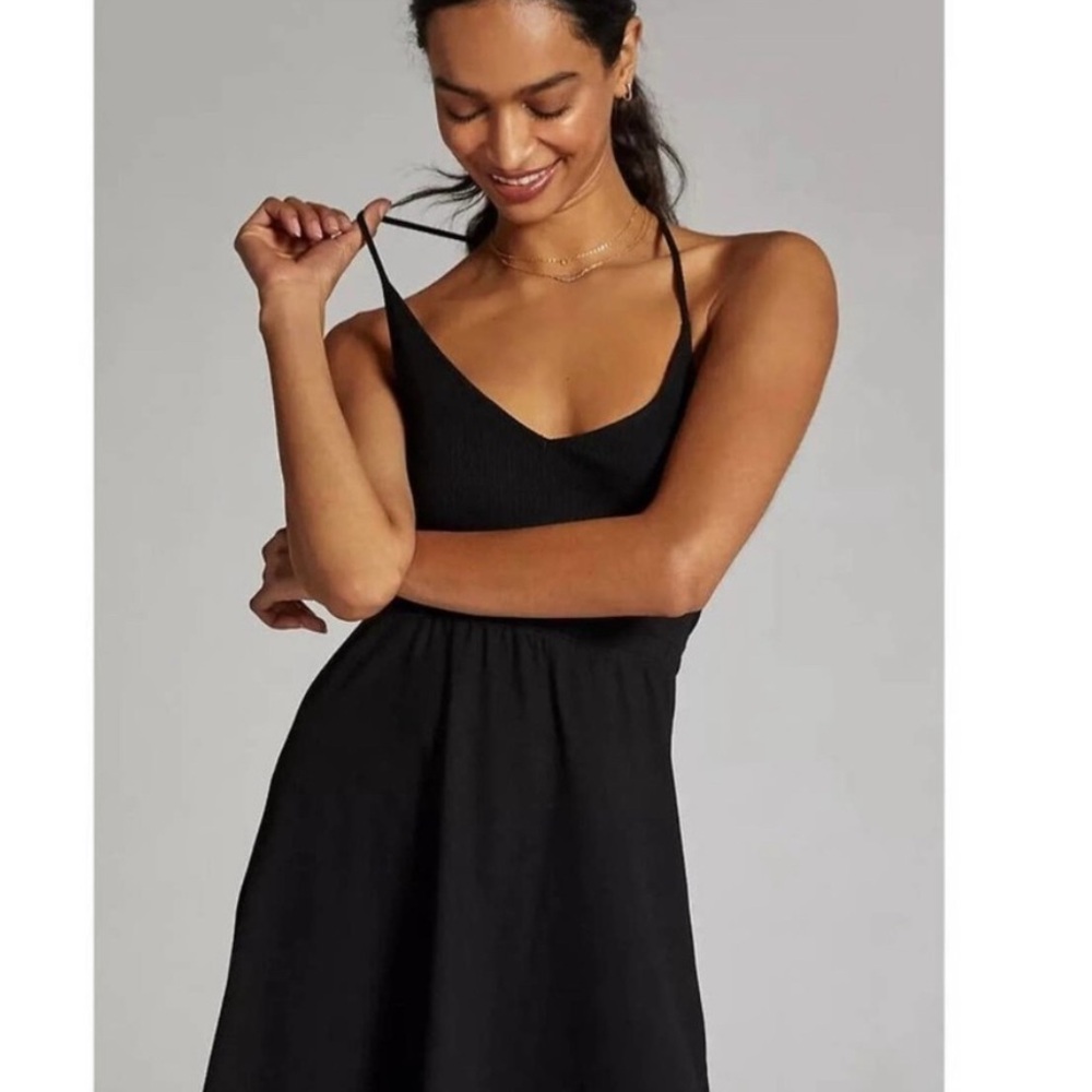 Anthropologie Daily Practice 100% cotton Green Racerback hi-lo dress size Small - Picture 3 of 16